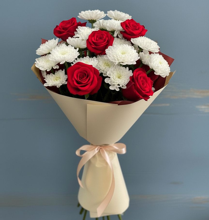 Букет цветов из: Розы и Хризантемы в Фирово