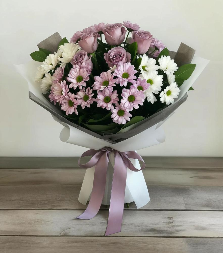 Букет цветов из: Хризантемы и Розы в Фирово