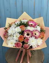 Букет цветов из:  Розы, Герберы и Хризантемы в Фирово