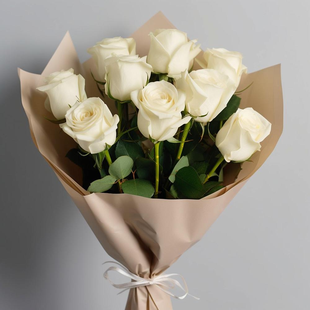 Букет 9 Белых роз Эдлесс Лав в Фирово