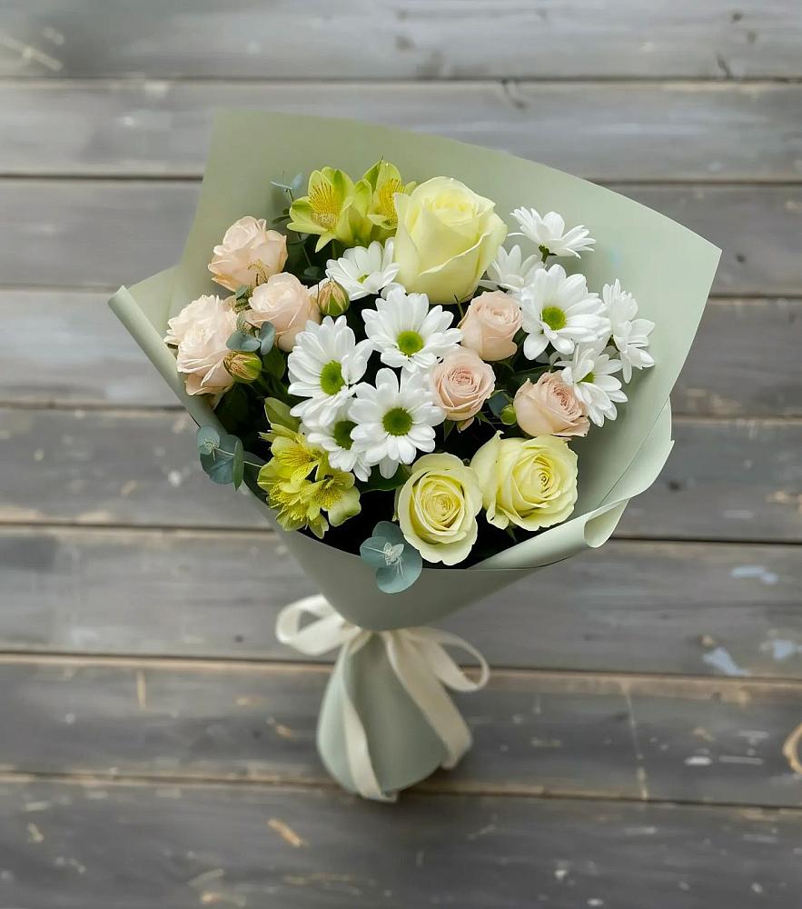 Букет цветов из: Альстромерии, Розы и Хризантемы в Фирово