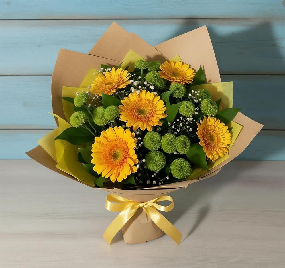 Букет цветов из: Герберы и Хризантемы в Фирово