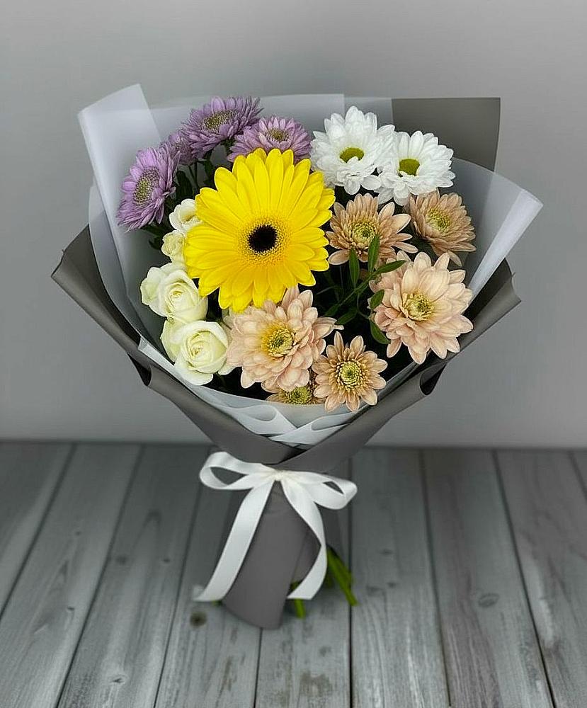 Букет цветов из: Розы, Герберы и Хризантемы в Фирово