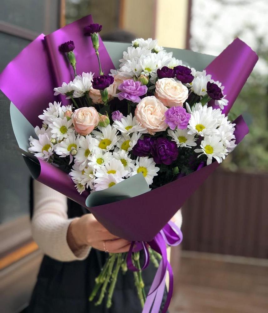 Букет цветов из: Хризантемы, Гвоздики и Розы в Фирово