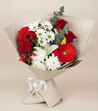 Букет цветов из:  Розы, Хризантемы, Герберы и Лилии в Фирово
