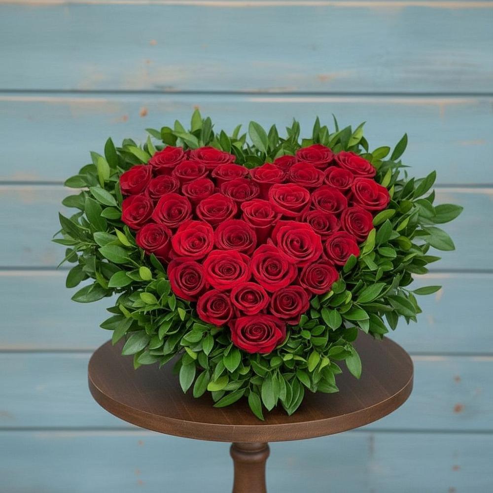 Цветочная композиция из Розы в виде сердца в Фирово