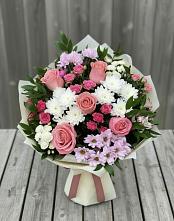 Букет цветов из:  Альстромерии, Гвоздики, Розы и Хризантемы в Фирово