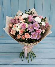 Букет цветов из:  Хризантемы, Розы и Альстромерии в Фирово