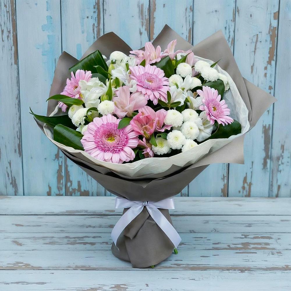 Букет цветов из: Герберы, Альстромерии и Хризантемы в Фирово