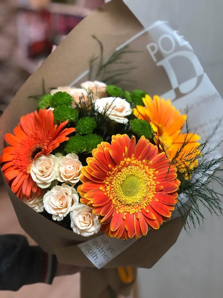 Букет цветов из: Герберы, Хризантемы и Розы в Фирово