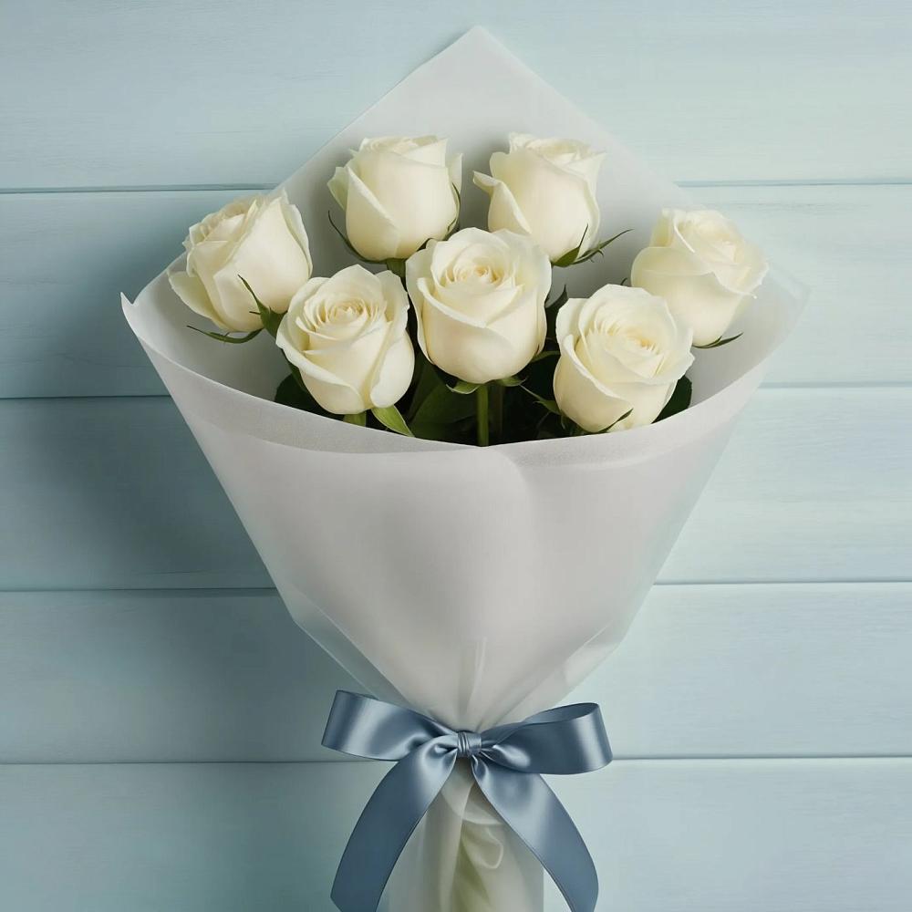 Букет 7 Белых роз Эдлесс Лав в Фирово